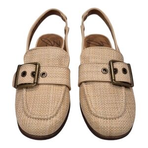 New Zodiac Size 6 Beige Slingback Loafers with Buckle